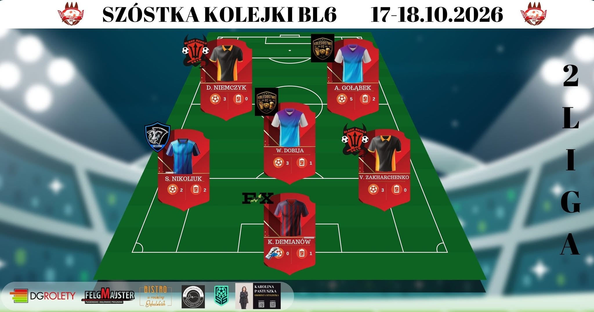 Szóstka kolejki 2 Ligi 17-18.10.2026